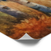 Wasserfarbene Landschaft Herbstwald mit Berg Poster (Ecke)
