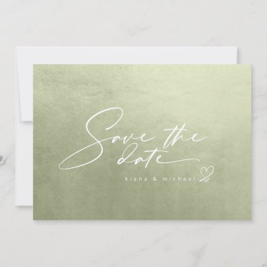 Wasserfarbene Landschaft Hochzeitsfeier. Grüne ID7 Save The Date (Rückseite)