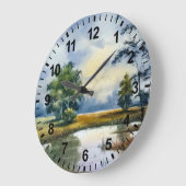 Wasserfarbene Landschaft Seepromenade Uhr (Winkel)