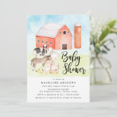 Wasserfarbene Landtiere| Einladung zur Kinderdusch (Stehend Vorderseite)