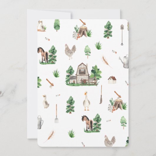 Wasserfarbene Landtiere Gänsedusche Einladung (Rückseite)