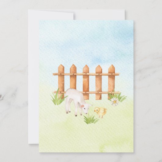 Wasserfarbene Landtiere Kinderdusche Einladung (Rückseite)