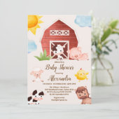 Wasserfarbene Landtiere Kinderdusche Einladung (Stehend Vorderseite)