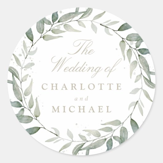 Wasserfarbene Laubwälder Blätter Kranz Runder Aufkleber (Vorderseite)