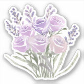 Wasserfarbene Lavendel-Rose Wasserdicht Aufkleber (Vorderseite)