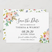 Wasserfarbene, lebendige Blumenhochzeit Sichern Si Einladung (Vorne/Hinten)