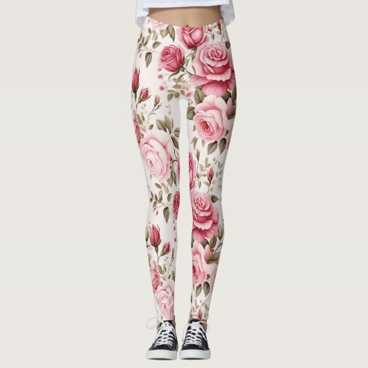 Wasserfarbene Leggings für verzauberte Rose (Vorderseite)