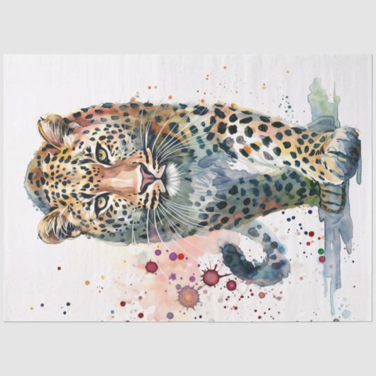 Wasserfarbene Leopard-Spritzmuster  Seidenpapier (Vorderseite)