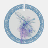 Wasserfarbene Libelle Dragonfly Ornament Aus Glas (Rückseite)