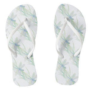 Wasserfarbene Libelle in Soft Blues & Green Art Badesandalen
