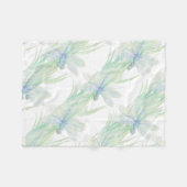 Wasserfarbene Libelle in Soft Blues & Green Art Fleecedecke (Vorderseite (Horizontal))