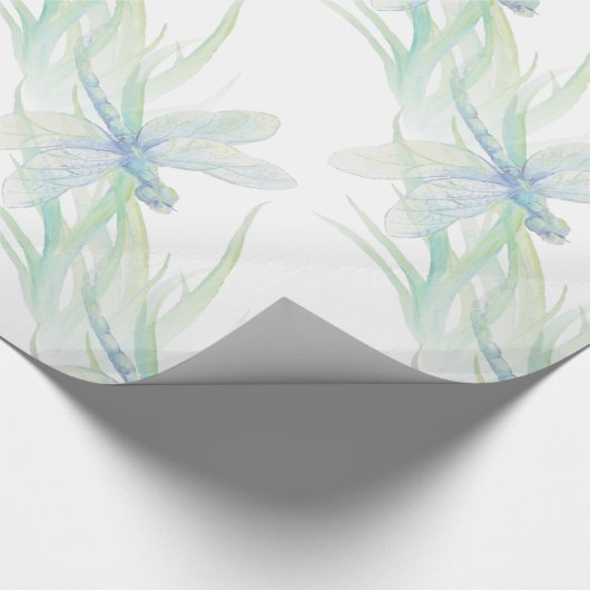 Wasserfarbene Libelle in Soft Blues & Green Art Geschenkpapier (Ecke)