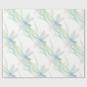 Wasserfarbene Libelle in Soft Blues & Green Art Geschenkpapier (Flach)