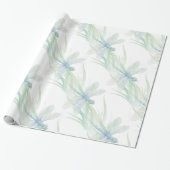 Wasserfarbene Libelle in Soft Blues & Green Art Geschenkpapier (Ungerollt)