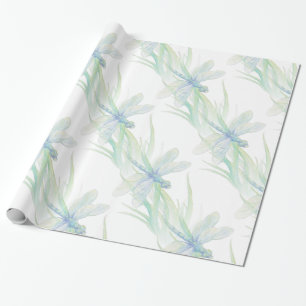 Wasserfarbene Libelle in Soft Blues & Green Art Geschenkpapier