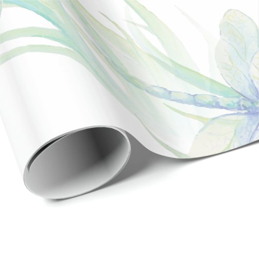 Wasserfarbene Libelle in Soft Blues & Green Art Geschenkpapier (Rolleneckpunkt)