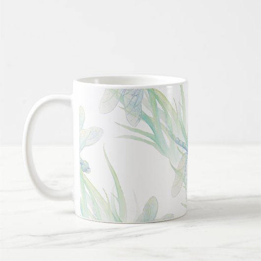 Wasserfarbene Libelle in Soft Blues & Green Art Kaffeetasse (Links)