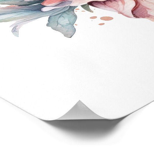 Wasserfarbene Libelle und Blume Poster (Ecke)