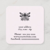 Wasserfarbene Libelle und Blume Quadratische Visitenkarte (Rückseite)