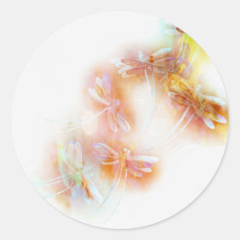 Wasserfarbene Libellen Runder Aufkleber