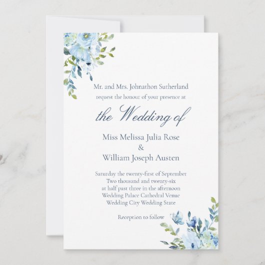 Wasserfarbene Liebe ist Christliche Hochzeit des P Einladung (Vorderseite)