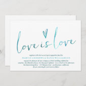 Wasserfarbene Liebe ist Liebe Gay Wedding Einladun Einladung (Vorne/Hinten)