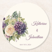 Wasserfarbene Lila Blume Bouquet-Paper Untersetzer (Vorderseite)