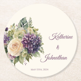 Wasserfarbene Lila Blume Bouquet-Paper Untersetzer