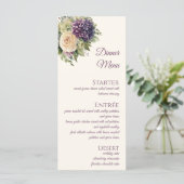 Wasserfarbene Lila Blume Bouquet-Wedding - Menü Menükarte (Stehend Vorderseite)