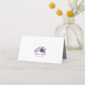 Wasserfarbene Lila Blumen Eleganter Hochzeitstisch Platzkarte (Rückseite)
