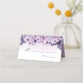 Wasserfarbene Lila Blumen Eleganter Hochzeitstisch Platzkarte (Vorderseite)