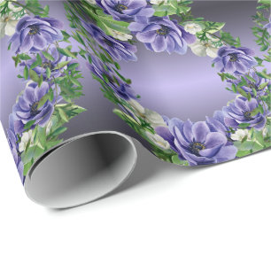 Wasserfarbene lila Blumen Geschenkpapier