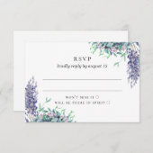 Wasserfarbene lila Blütenhochzeit. Lavendel-Blume RSVP Karte (Vorne/Hinten)