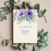 Wasserfarbene Lila botanische Hochzeit Sichern Sie Save The Date