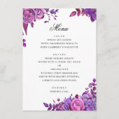 Wasserfarbene lila Hochzeit. Romantischer Lavendel Menükarte (Vorderseite)