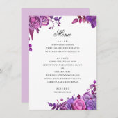 Wasserfarbene lila Hochzeit. Romantischer Lavendel Menükarte (Vorne/Hinten)