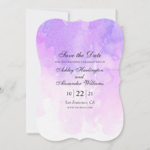 Wasserfarbene lila Hochzeit. Romantischer Lavendel Save The Date