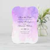 Wasserfarbene lila Hochzeit. Romantischer Lavendel Save The Date (Stehend Vorderseite)