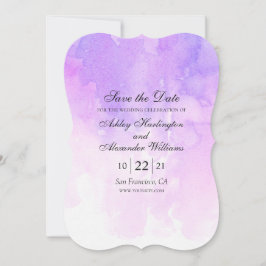 Wasserfarbene lila Hochzeit. Romantischer Lavendel Save The Date
