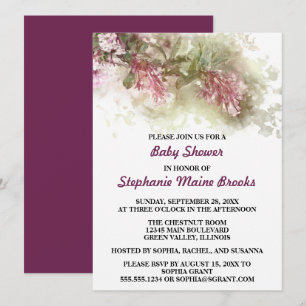 Wasserfarbene Lila-Jasmin-Baby-Shower-Party Einladung