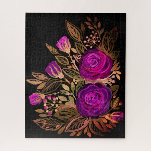 Wasserfarbene Lila Rose Jigsaw Puzzle (Vertikal)