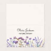 Wasserfarbene Lila Wildblume Gedeckte Wiese Visitenkarten (Außenseite Aufgefaltet)