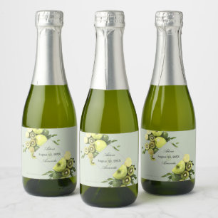 Wasserfarbene Limone Äpfel & Kiwis Gerahmter Hochz Schaumweinetikett