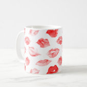 Wasserfarbene Lippen Muster Make-up Kaffeetasse (Vorderseite Links)