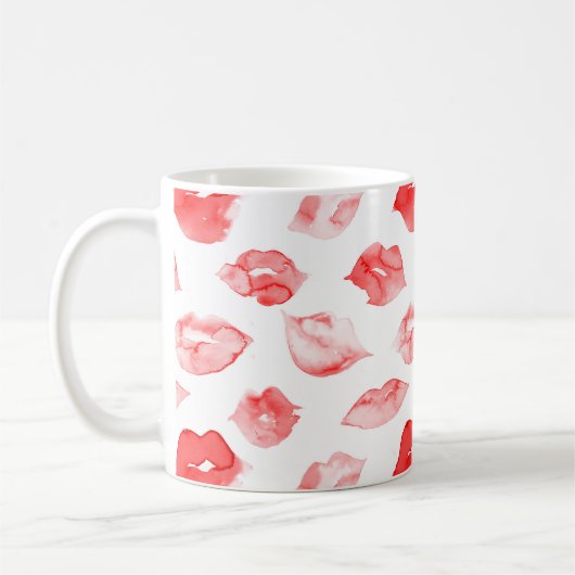 Wasserfarbene Lippen Muster Make-up Kaffeetasse (Links)