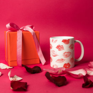 Wasserfarbene Lippen Muster Make-up Kaffeetasse