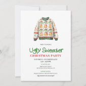 Wasserfarbene lustige hässliche Pullover-Party-Ein Einladung (Vorderseite)