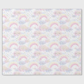 Wasserfarbene magische Regenbogen und Wolken-Glitz Geschenkpapier (Flach)