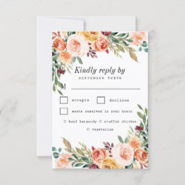 Wasserfarbene Mahlzeit Wahl Rosa Burgundy Hochzeit RSVP Karte