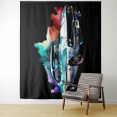 Wasserfarbene Malerei Vintag Muskelwagen Wandteppich (Beispiel)